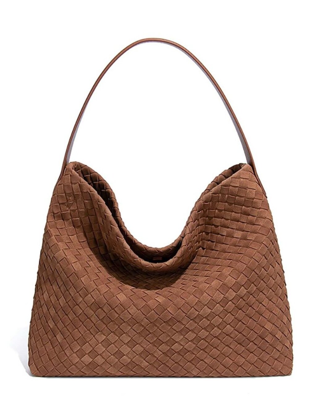 Woven Suede Shoulder Bag for Women Slouchy Hobo Crossbody Bags Elegant Satchel